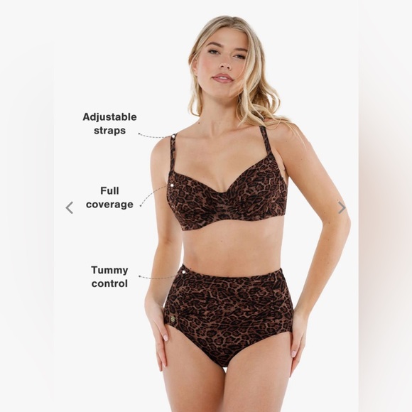 Popilush Shapewear Ruched Tummy Control Bikini Set LG Leopard - Picture 4 of 8